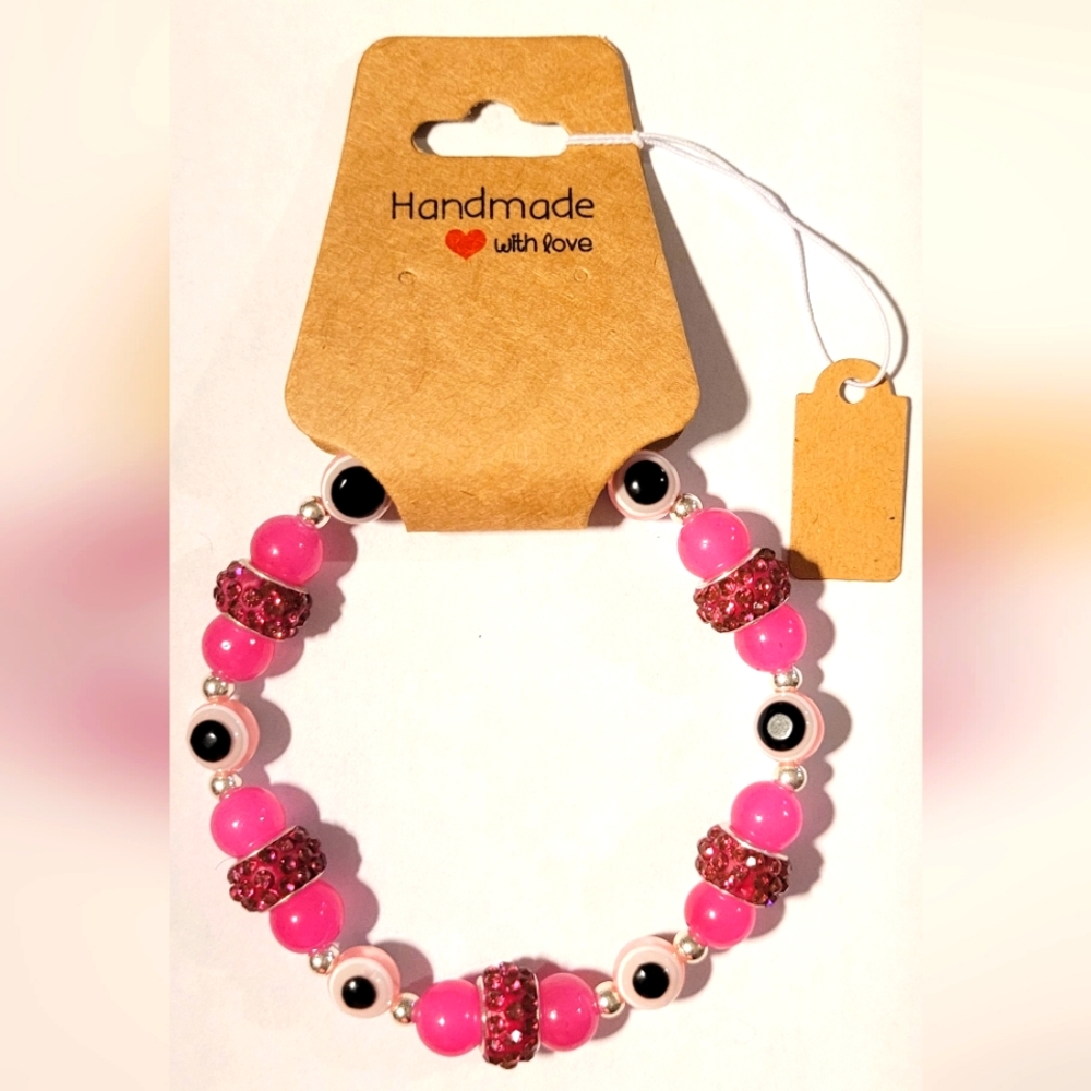 Pink Evil Eye Beaded Protection Mal De Ojo Luck Fashion Bracelet